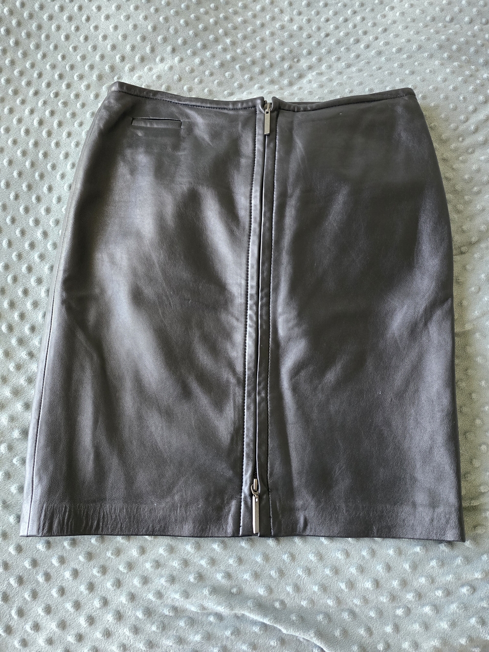 Leather Pencil Skirt with Center Front Zipper - Black